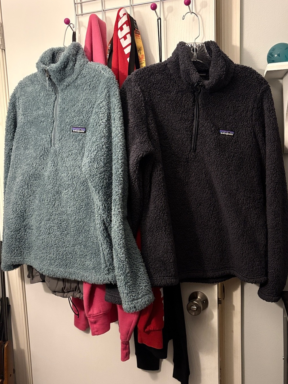 Set of Patagonia Women’s Sherpa Quarter-Zip Pullover - Teal & Black